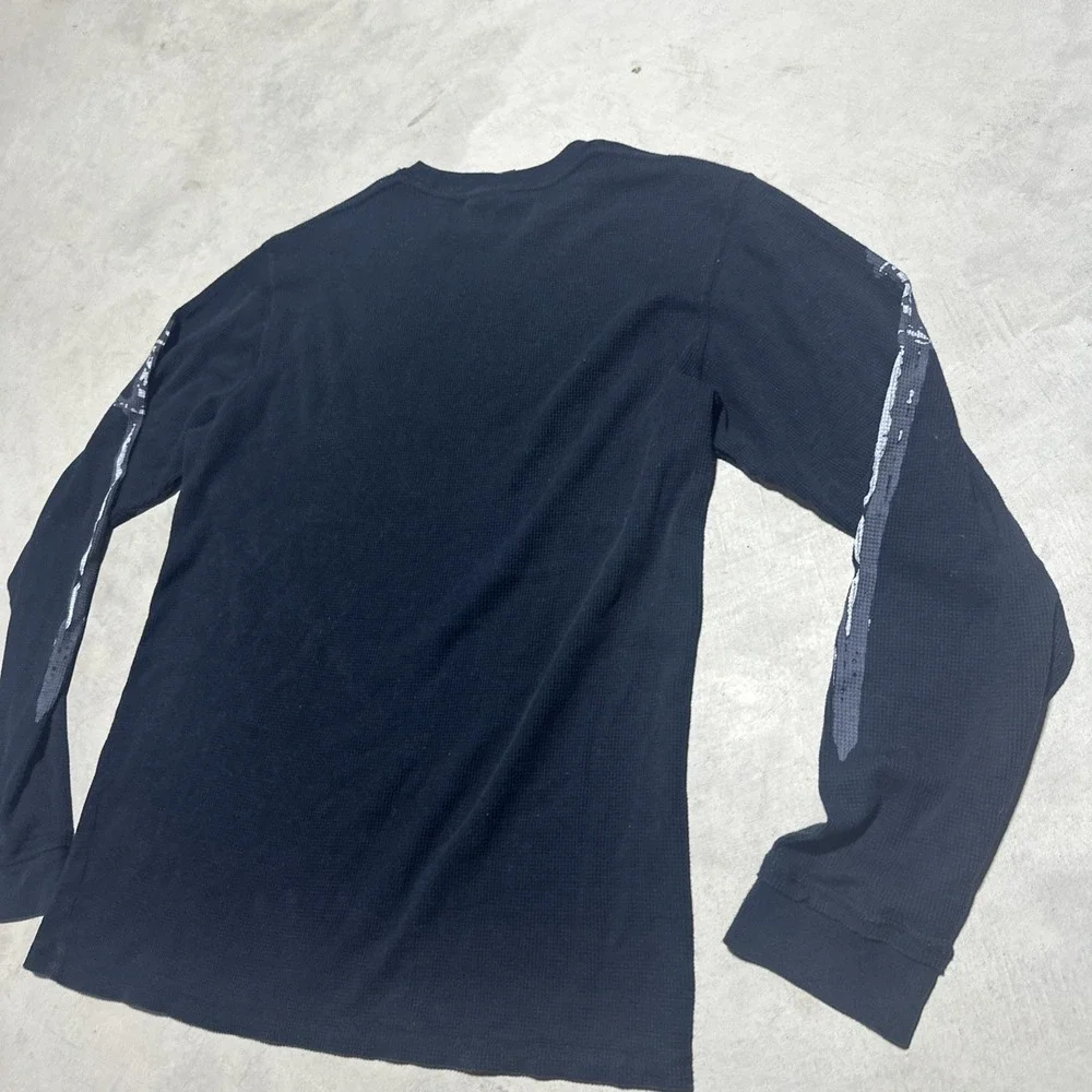 MMA Elite Men's SZ L Black Thermal Graphic Shirt Skulls Cross Phoenix Dagger Y2K